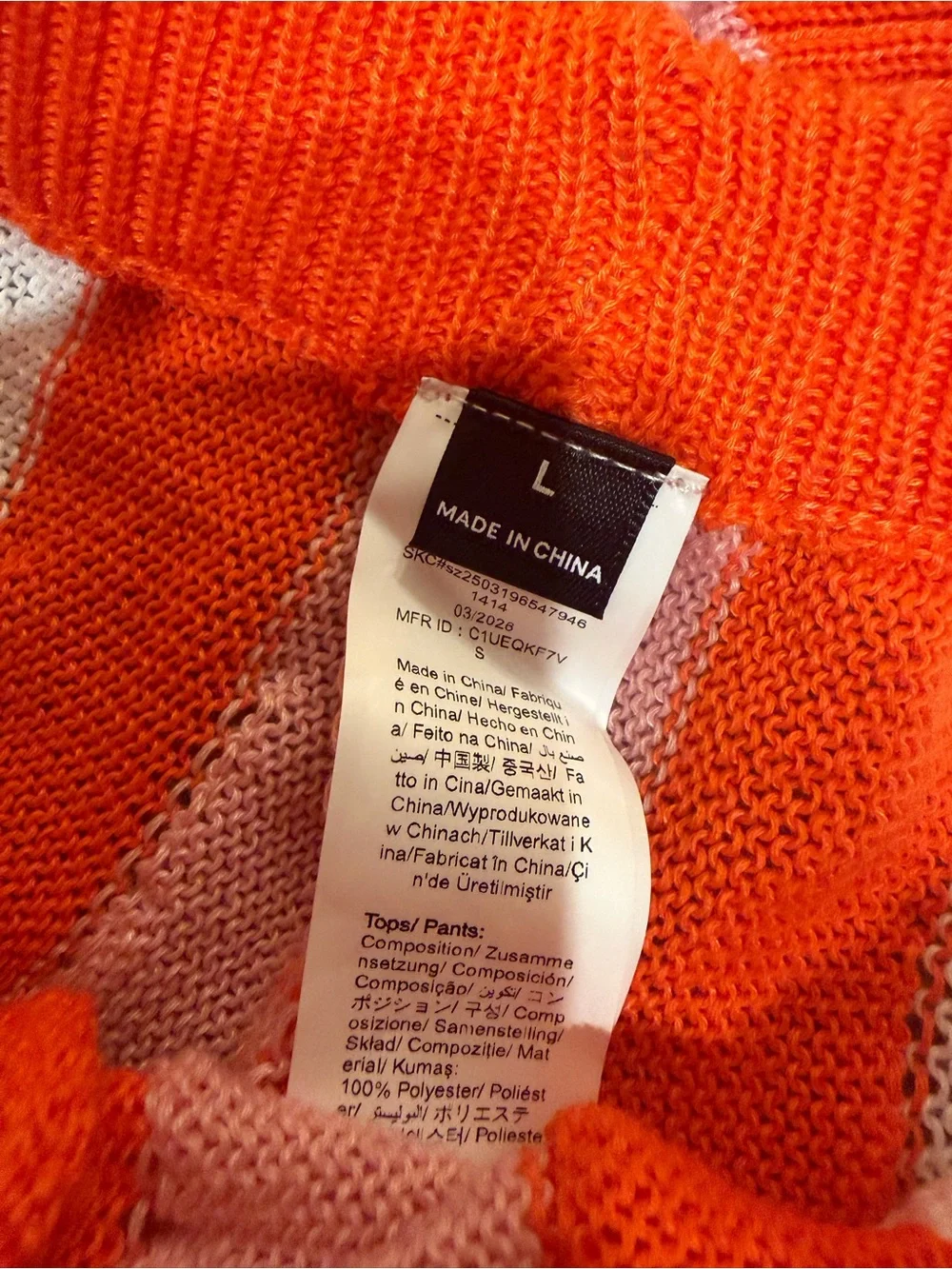 Womens matching set pink and orange large